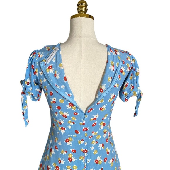 FAITHFUL THE BRAND Dainty Cottagecore Floral Light Blue Flowy Midi Dress Size 2 - Picture 8 of 11